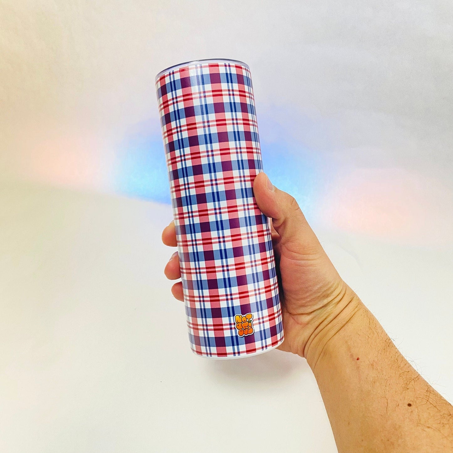 Red, White and Blue Plaid 20oz. Stainless Steel Tumbler